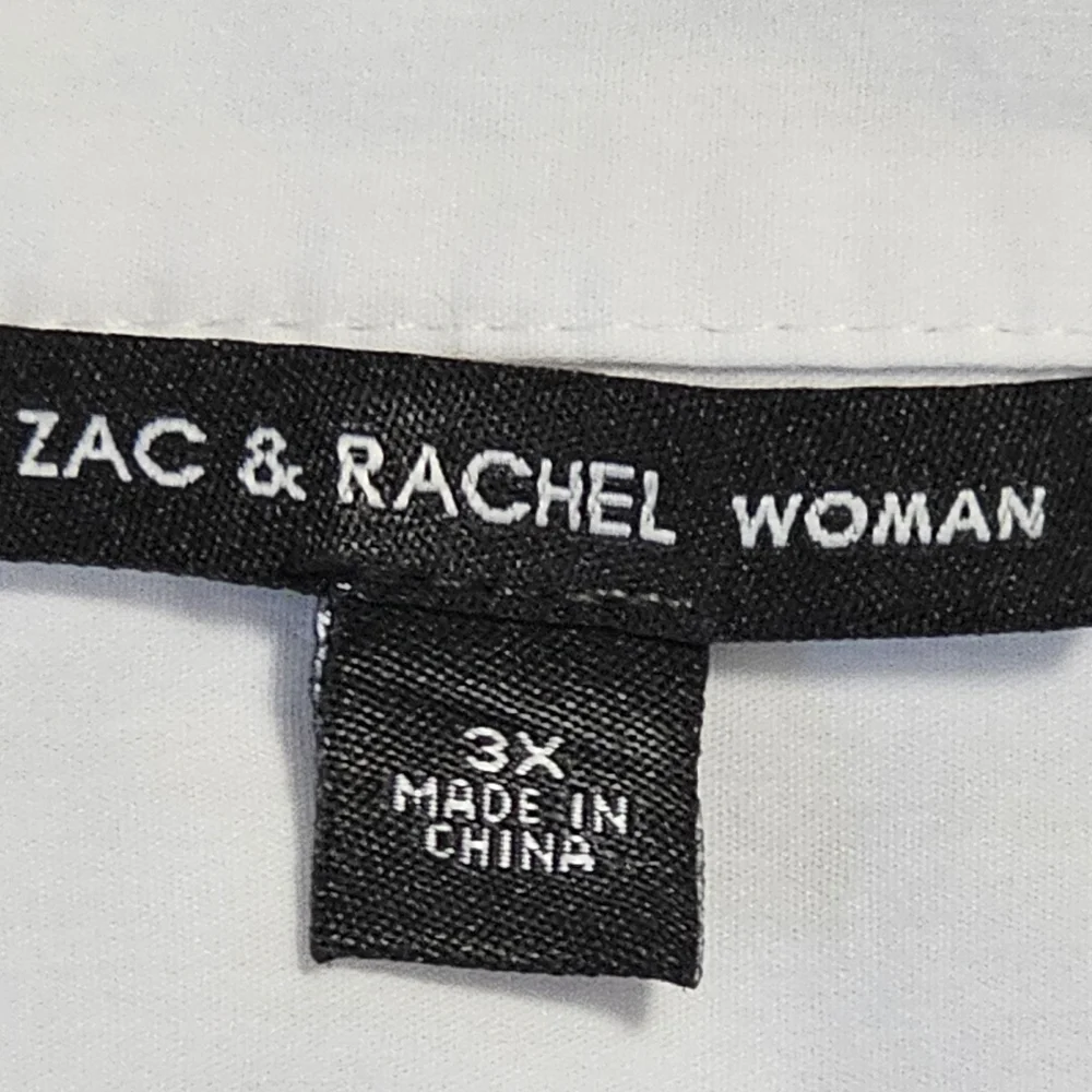 Zac & Rachel Woman 3X Unique White Blouse Cold Shoulder Long Sleeve - Picture 3 of 8